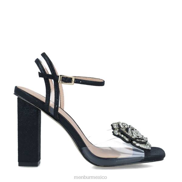 sandalias Menbur retículo negro mujer 04JD2868