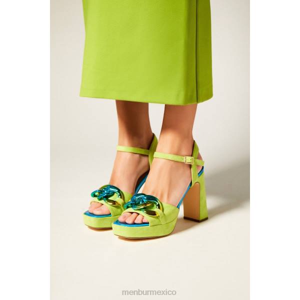 sandalias Menbur retículos verde mujer 04JD2622