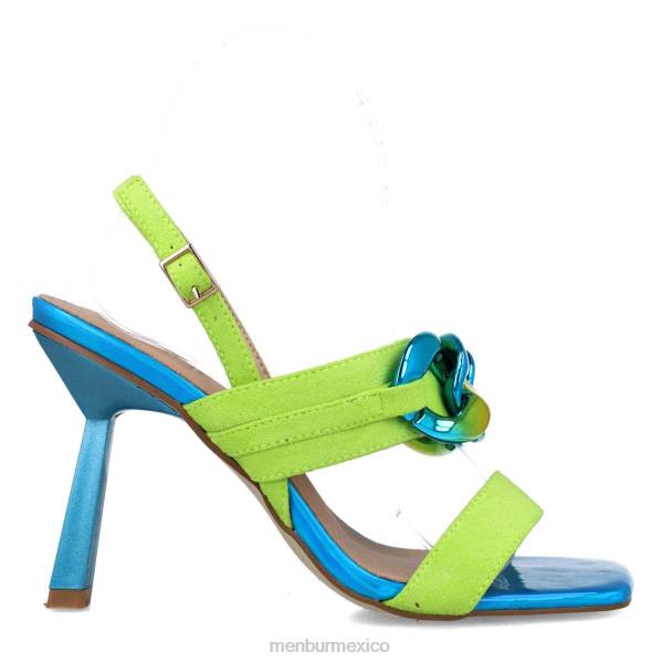 sandalias Menbur retículos verde mujer 04JD2894